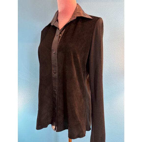 Vintage CACHE Shirt Jacket Calf Suede & Knit Snap Close Medium - Picture 5 of 7